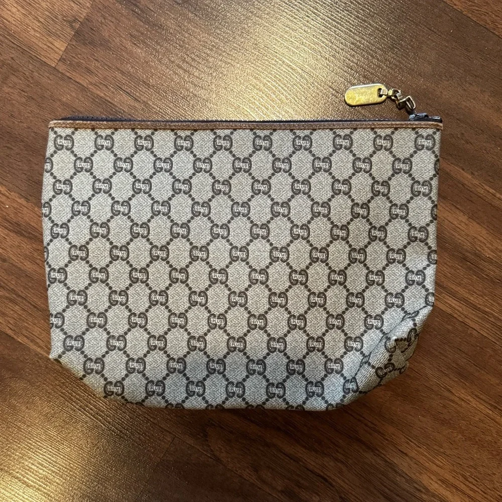 Gucci Plus Authentic Coated Canvas Monogram Pouch